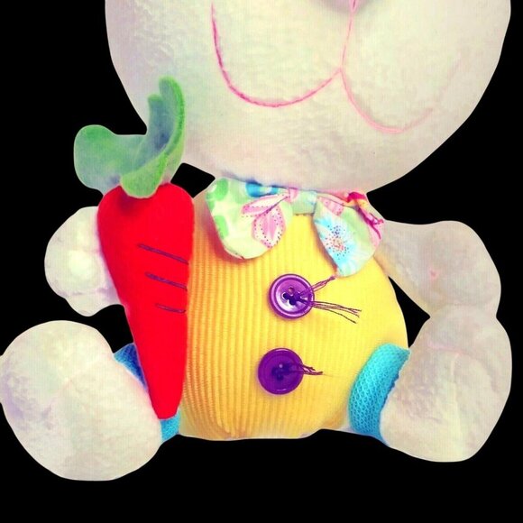 PRIMA Creations Easter Decor Bunny Rabbit 15" White Bow Tie Carrot NOT A TOY - Picture 5 of 8